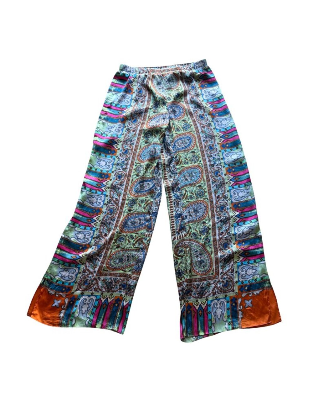 Chicos Palazzo Paisley Wide-Leg Pants Elastic Waistband Size Medium